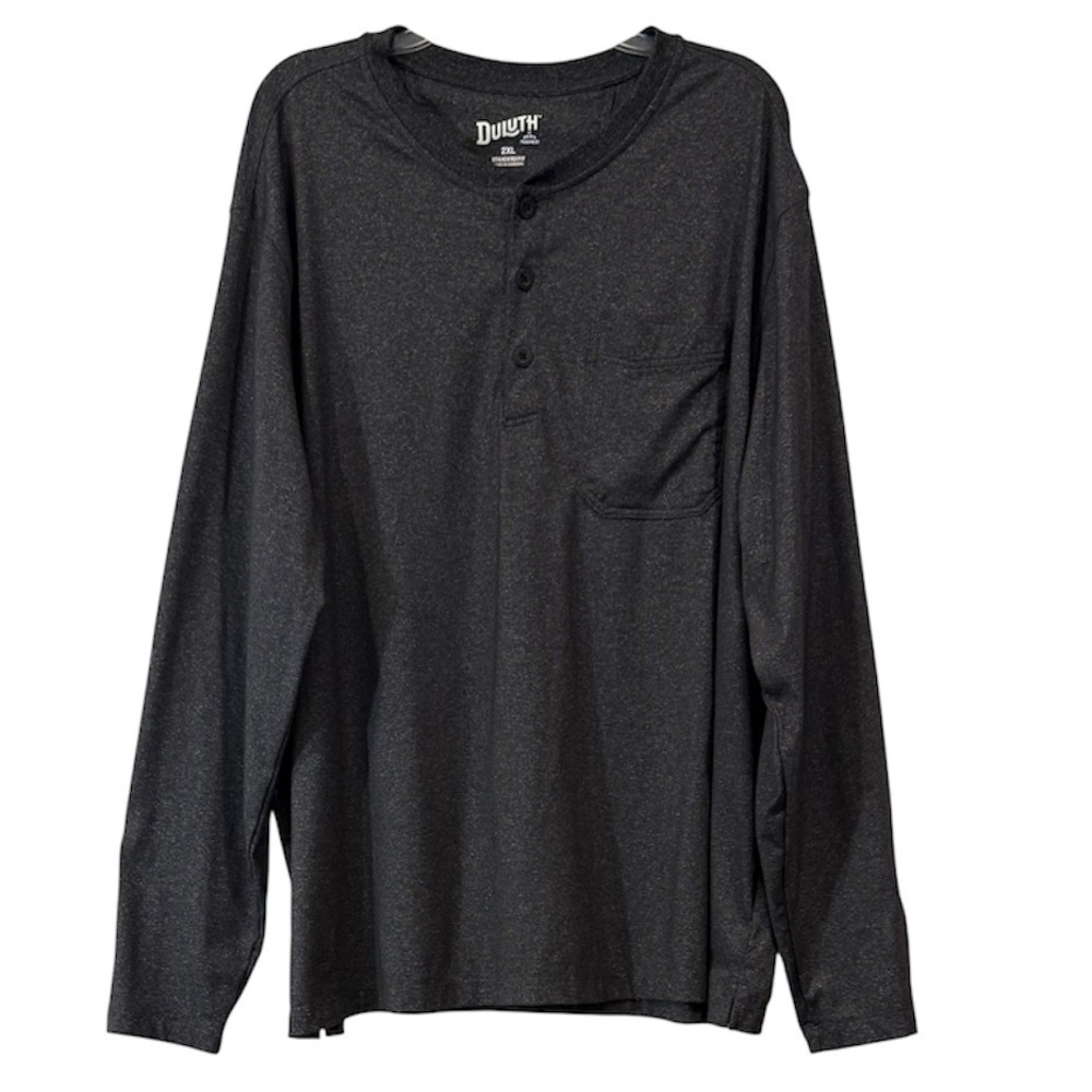 Duluth Trading Co Men Standard Fit Long Sleeve Henley Shirt Dark Gray Size XL